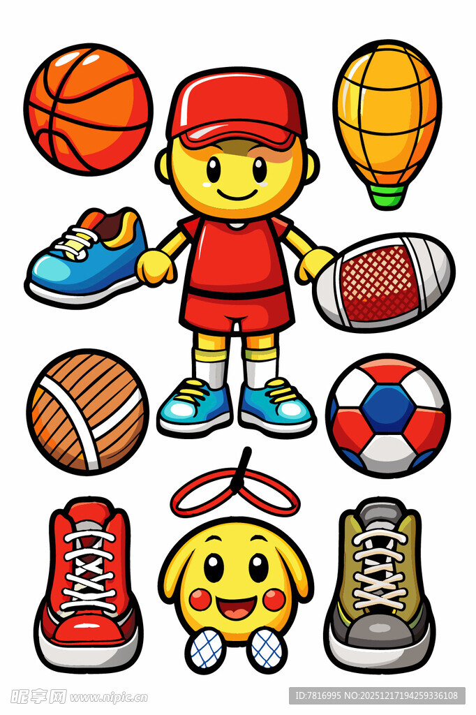 卡通运动元素与可爱角色