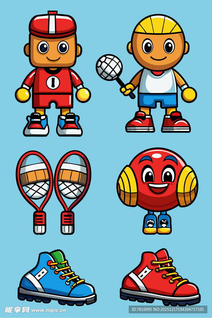 卡通运动角色与装备