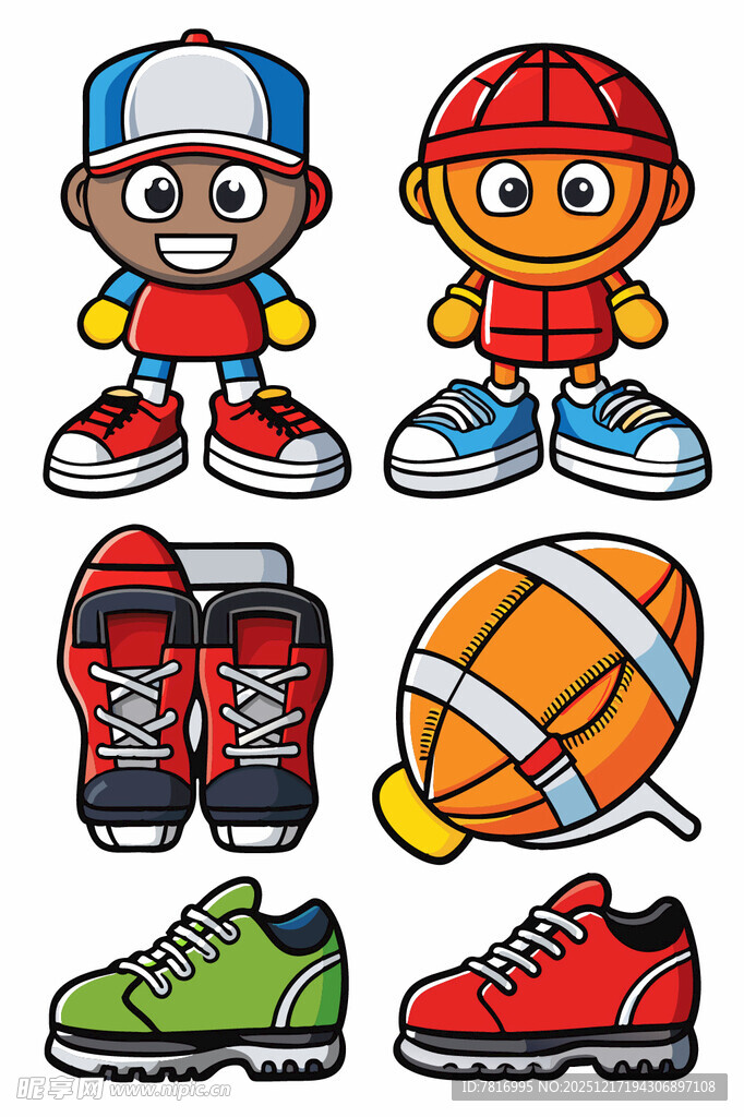 儿童运动装备与卡通形象