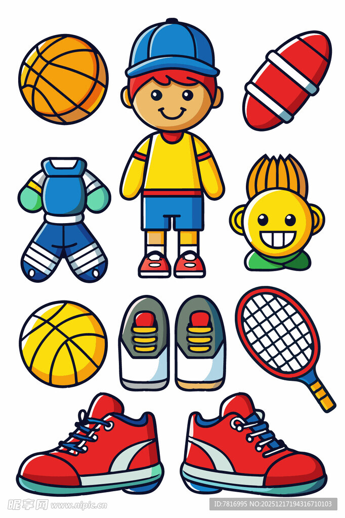 儿童运动装备与卡通形象