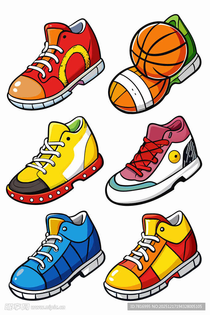 多彩运动鞋与篮球组合