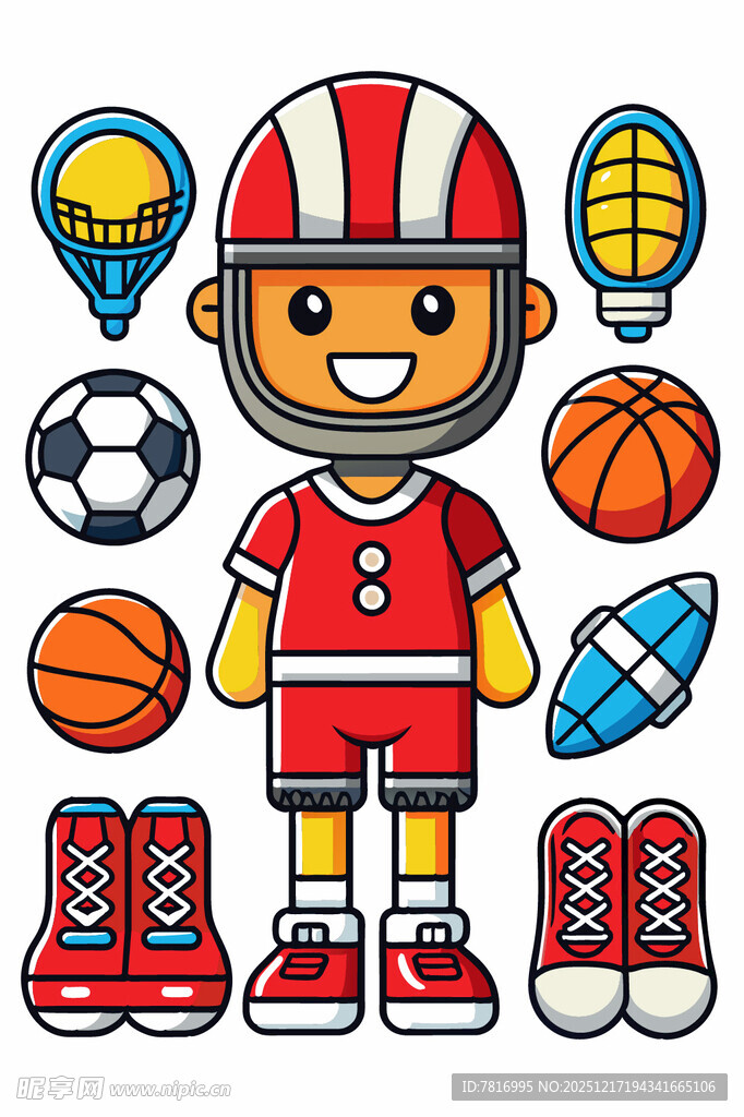 卡通运动小子与各类器材