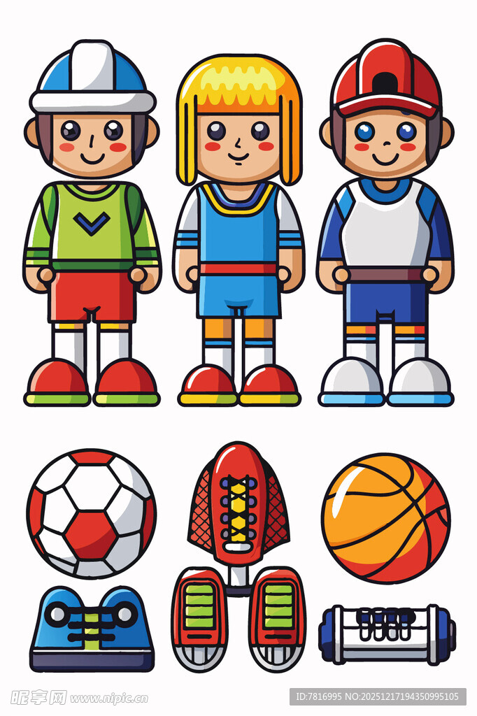 儿童运动装备与卡通形象