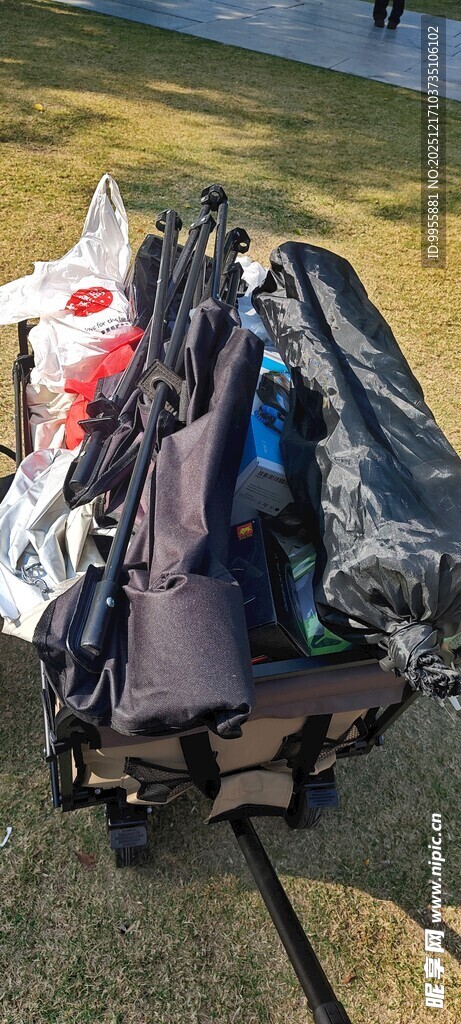 户外露营装备整齐摆放