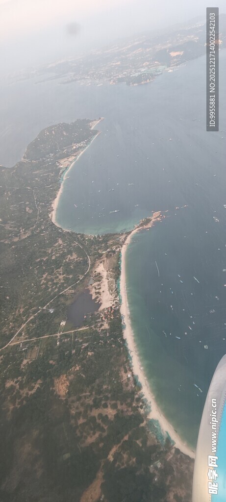 越南芽庄旅游空中俯瞰海岸线美景