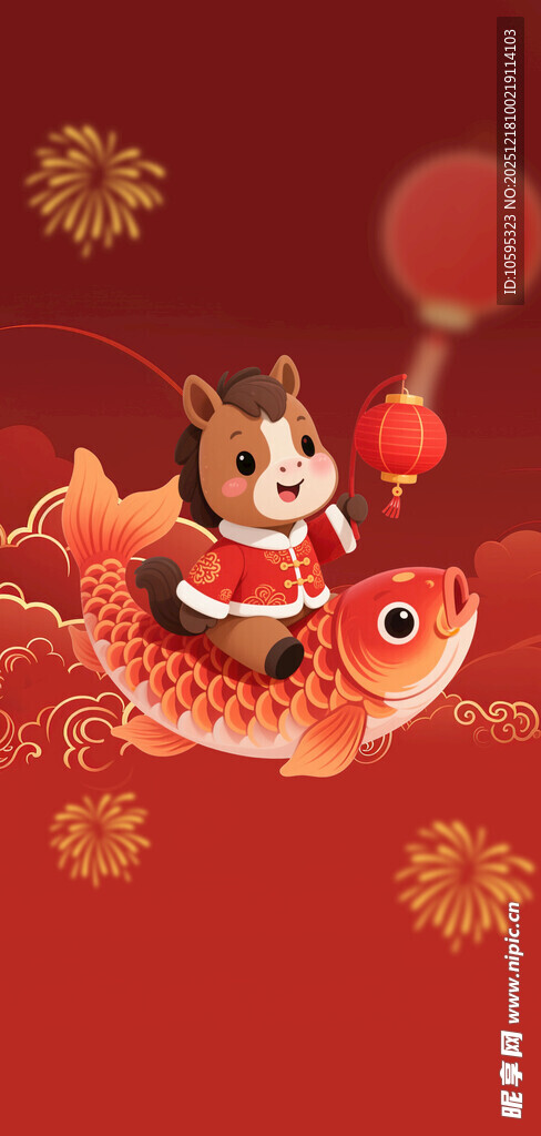 竖版红色马年背景