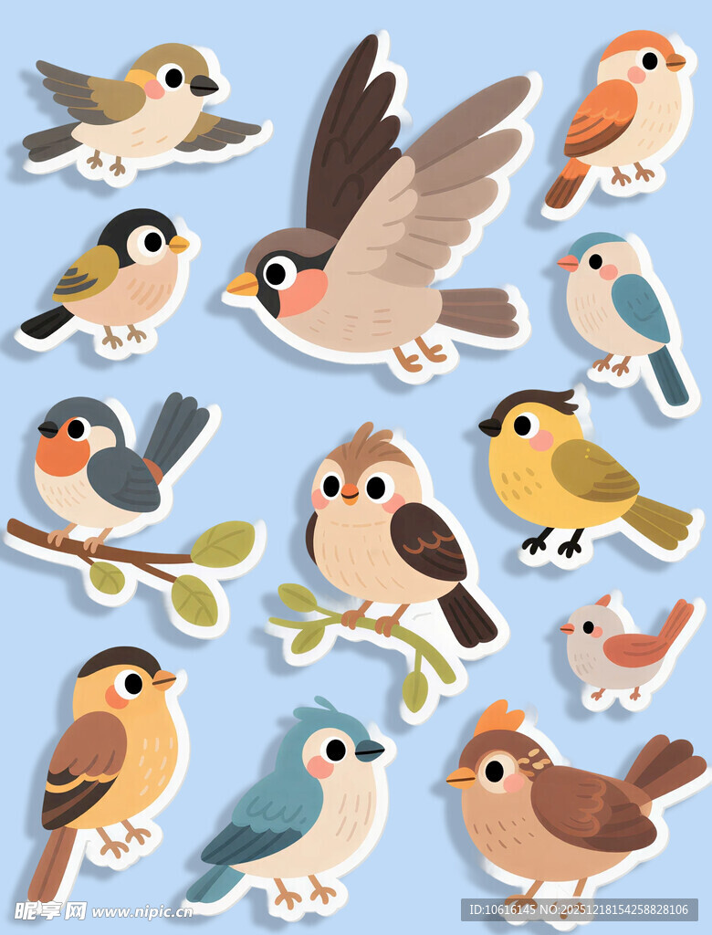 可爱小鸟贴纸
