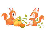 秋天松鼠插画