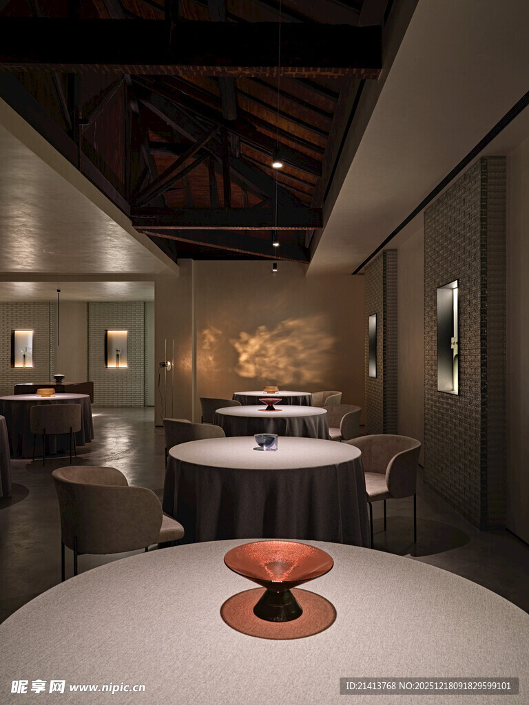 中式雅致餐厅室内场景