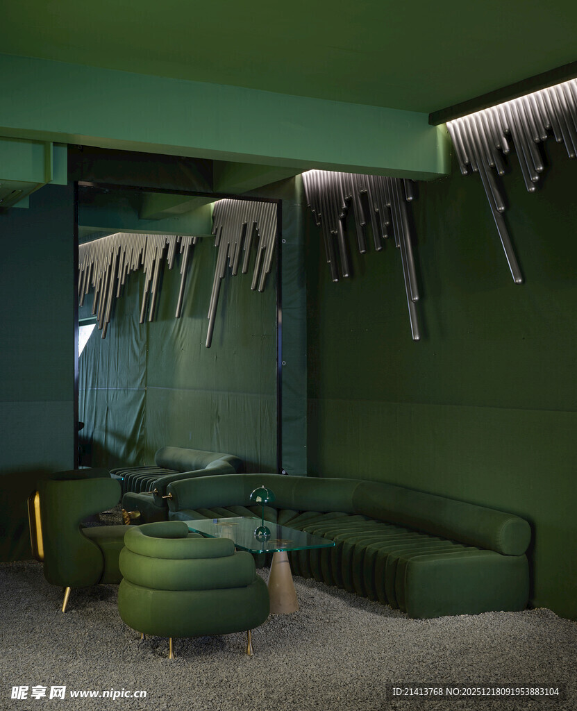 绿色工业风室内空间场景