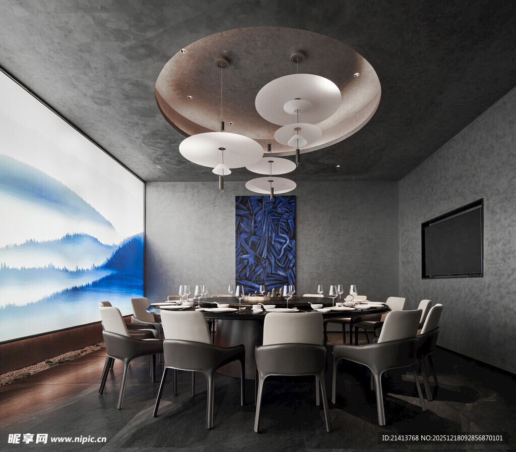 中式雅致餐厅室内场景