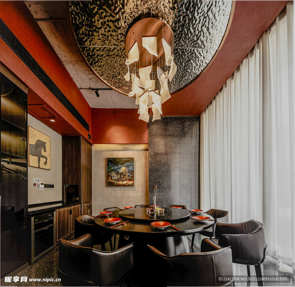 中式奢华餐厅室内场景