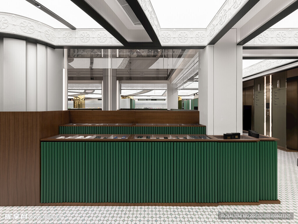 现代办公空间的绿色前台