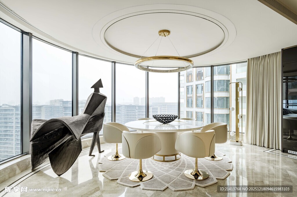 现代奢华旋转楼梯室内空间