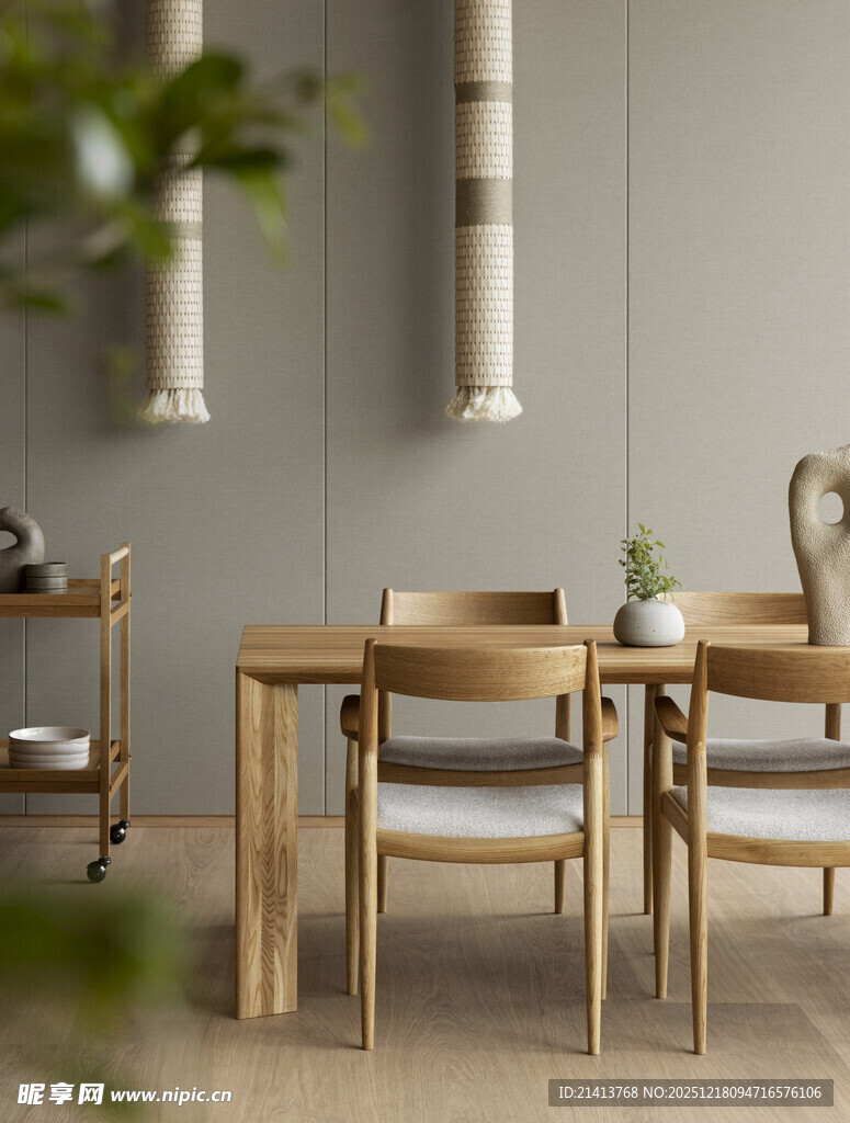 简约木质餐厅桌椅组合