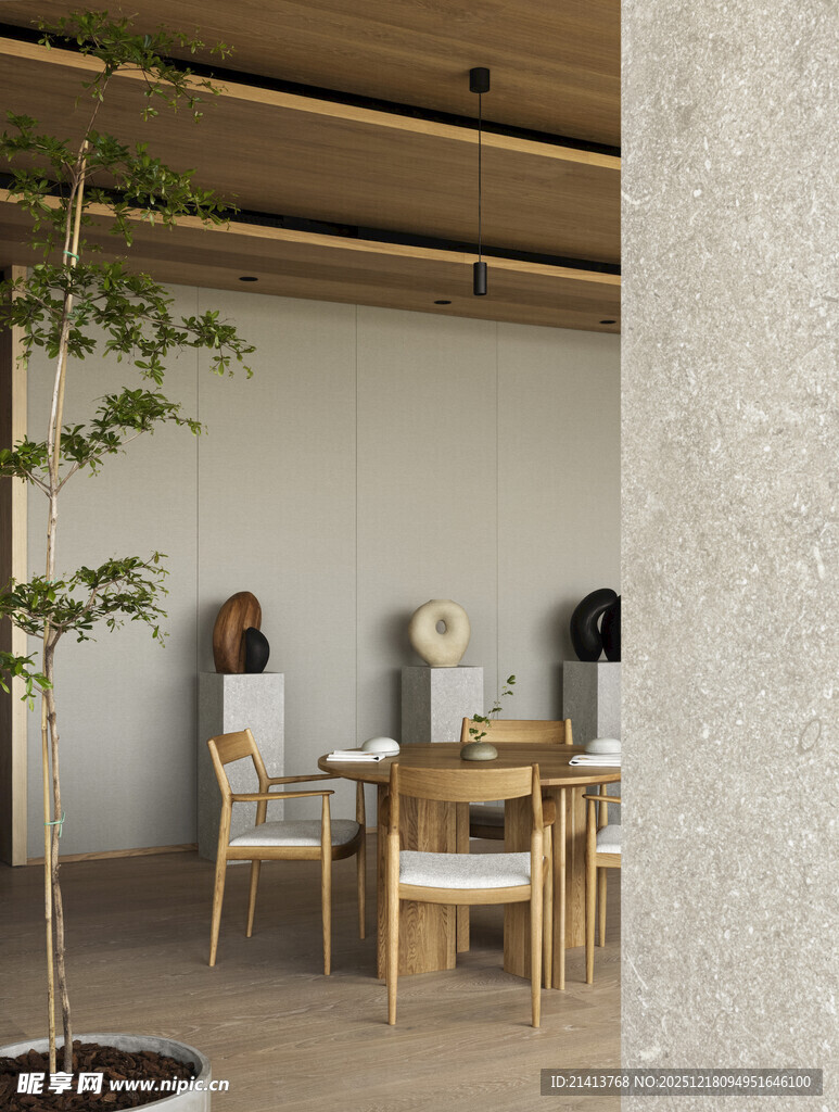 简约室内温馨桌椅绿植场景