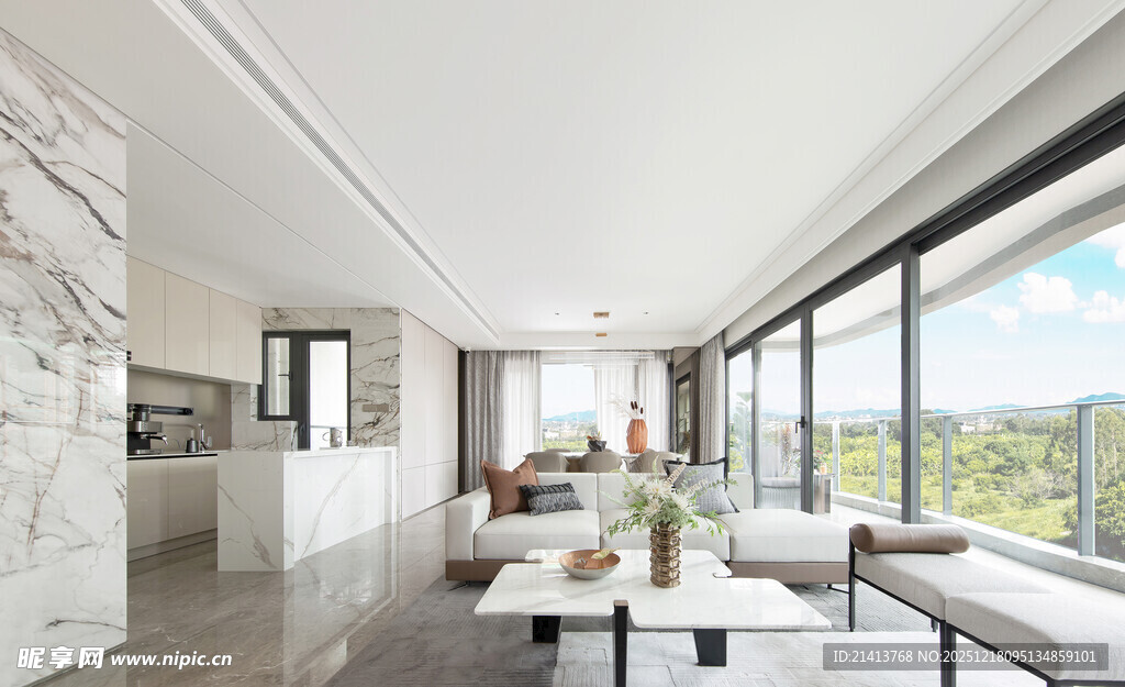 现代简约风宽敞明亮客厅