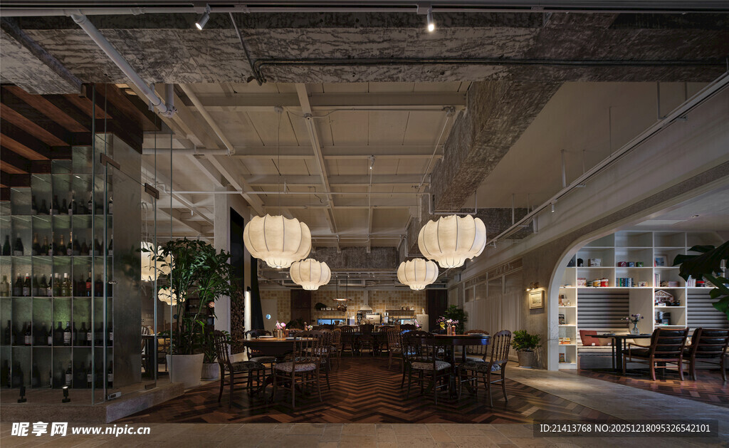 工业风餐厅室内温馨场景