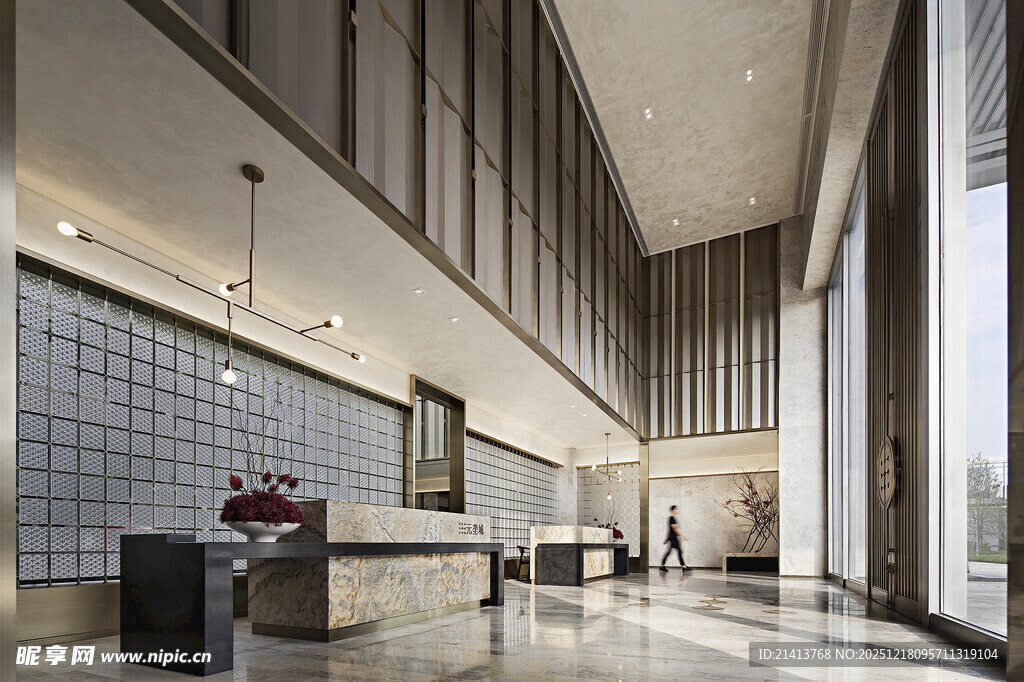现代大气的酒店大堂空间