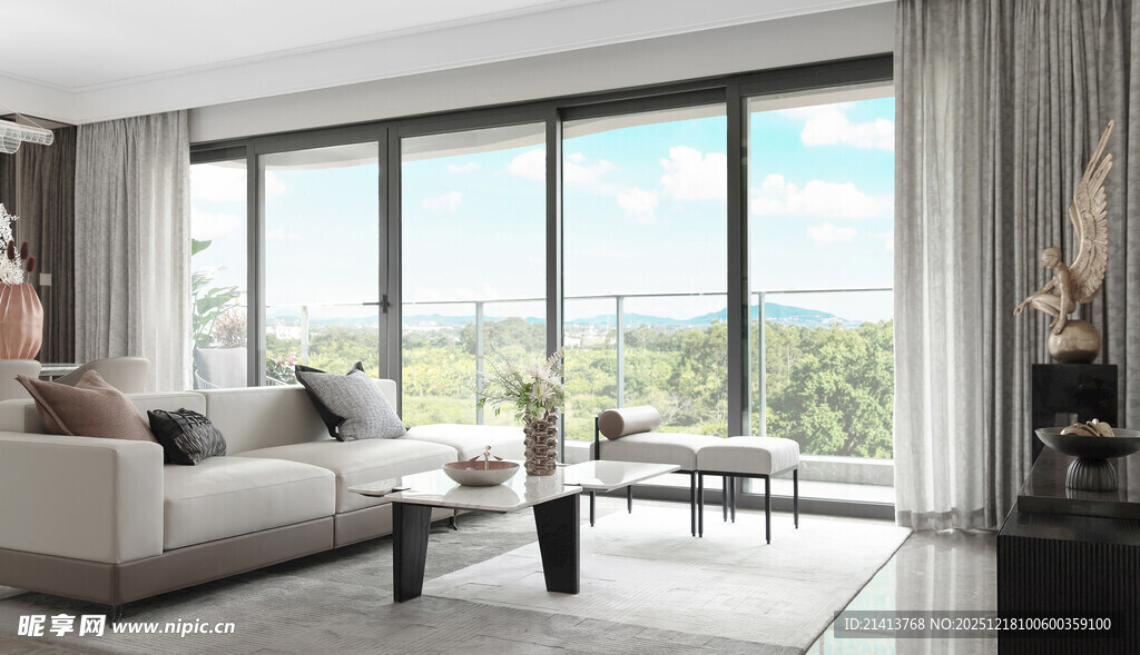 现代简约风宽敞明亮客厅