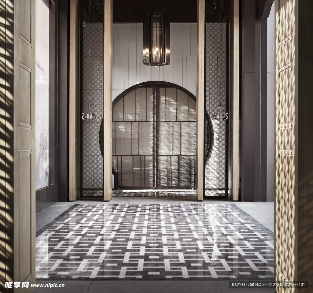 复古风格的室内走廊空间