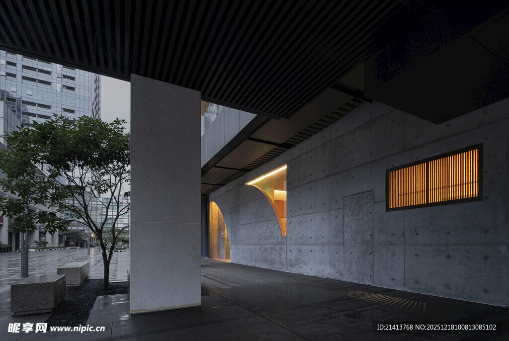 现代简约风建筑外廊空间