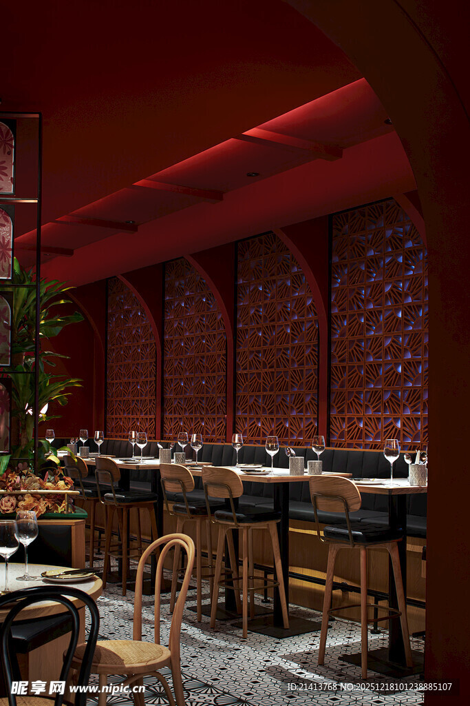 中式典雅餐厅室内场景