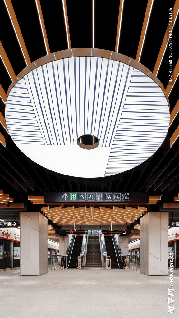 中式建筑内的圆形天窗景观