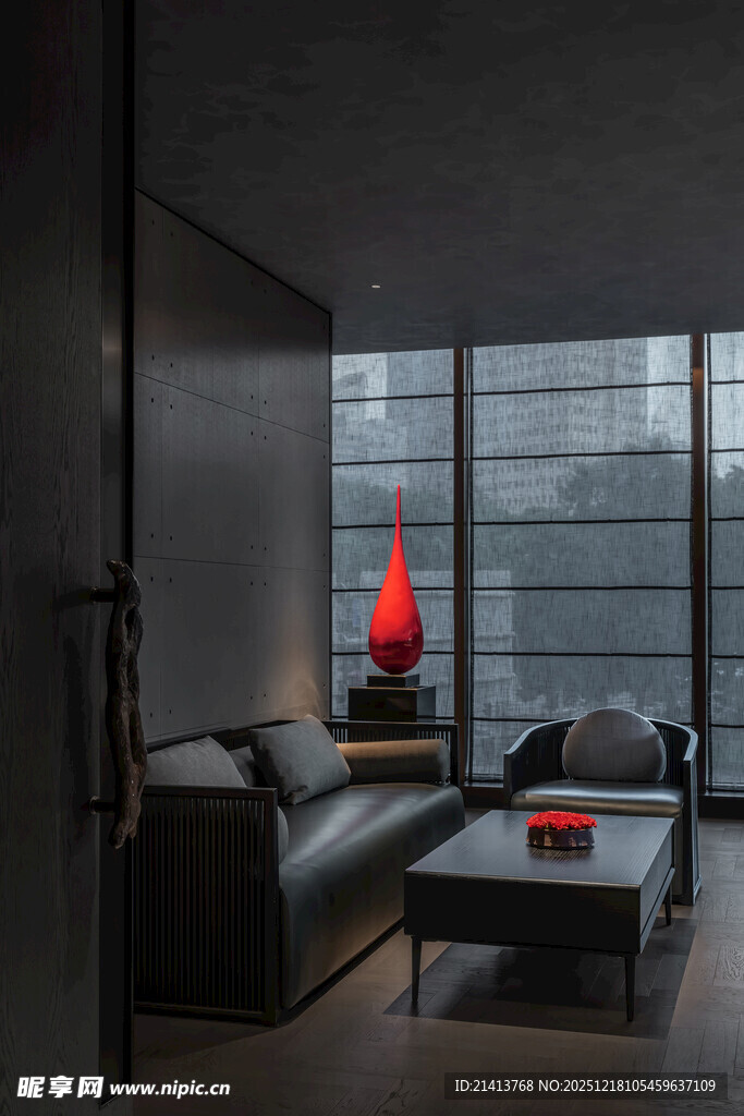 现代暗黑风客厅室内场景