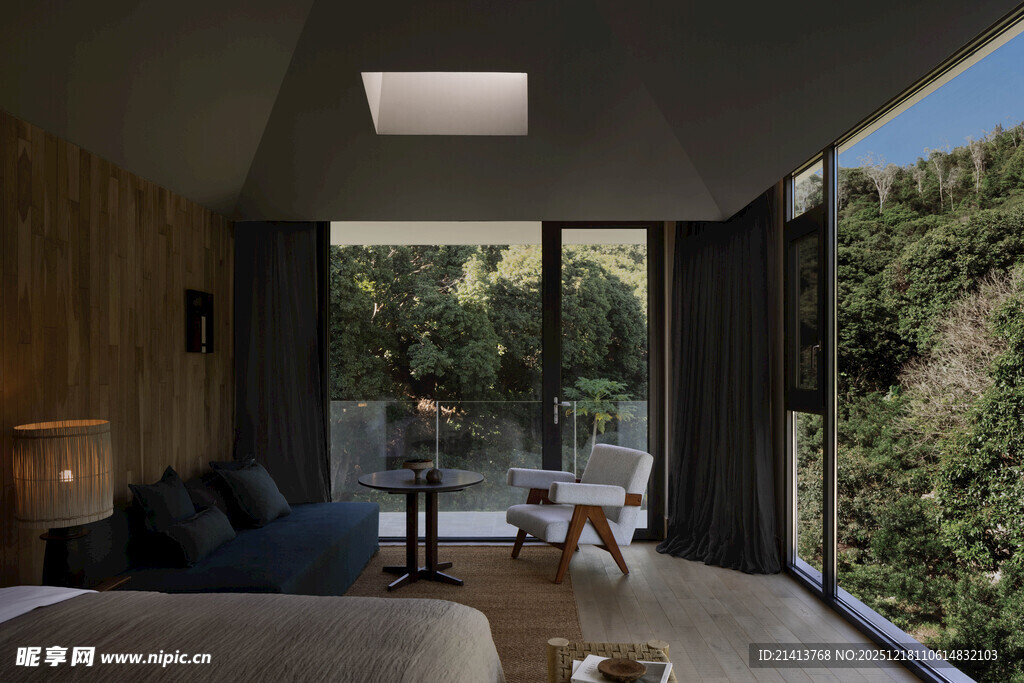 现代简约风山间卧室景观