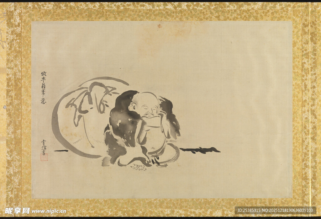 古代人物侧卧图