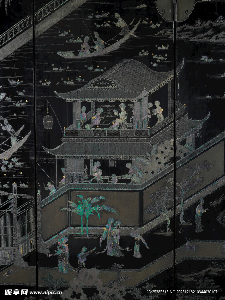 古代庭院生活场景图