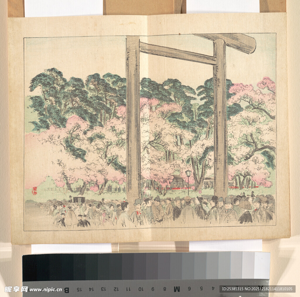 日式传统园林景观画作