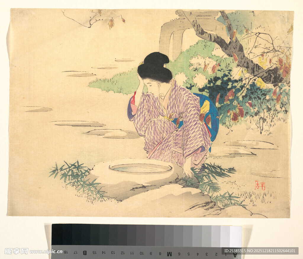 日本和服女子漫步风景中