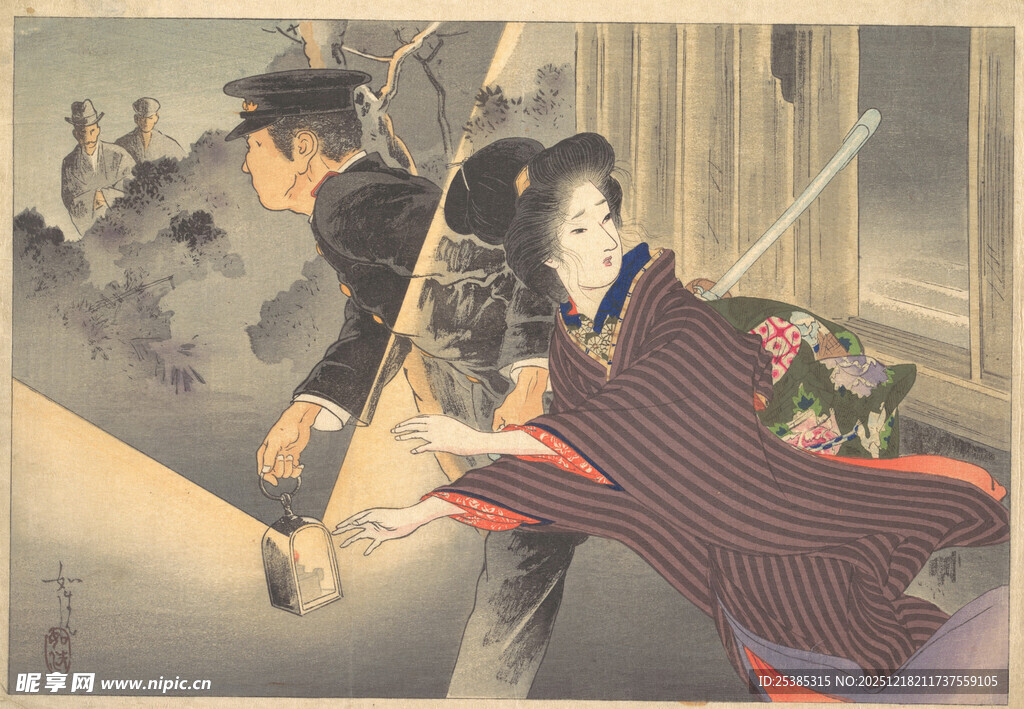 武士与女子的冲突瞬间