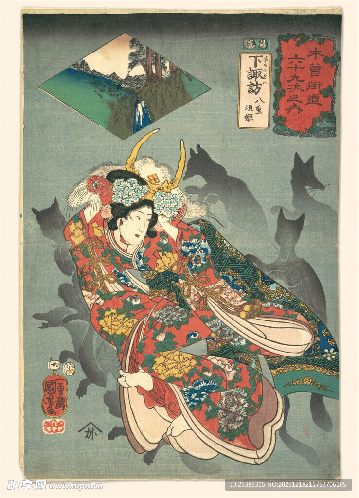 日本传统浮世绘人物场景