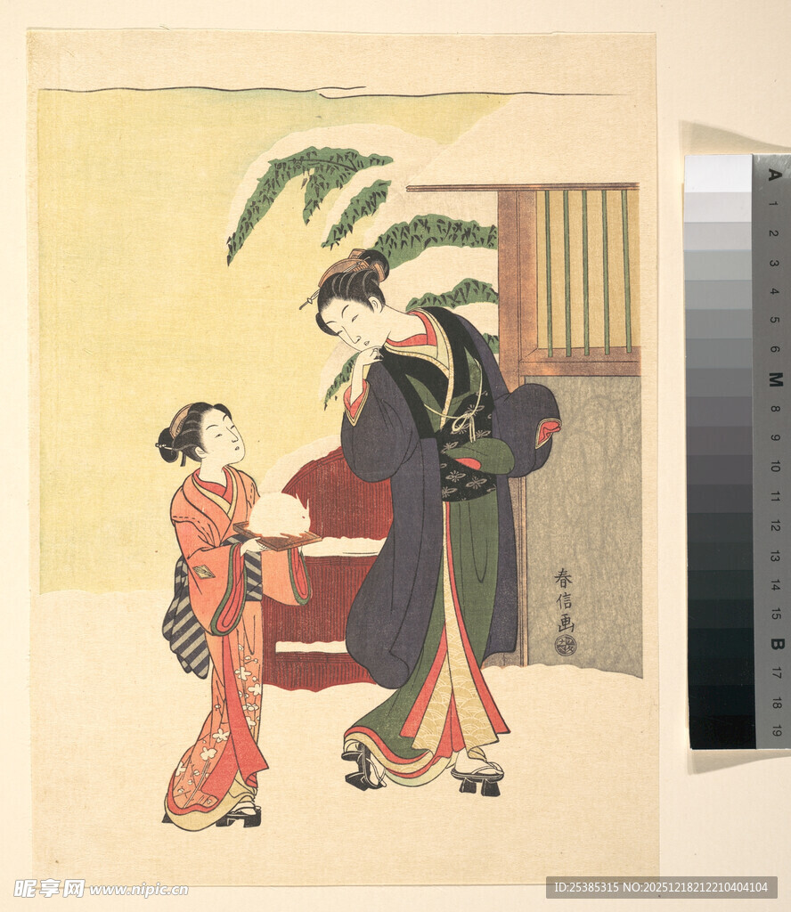 日本传统服饰母子互动图