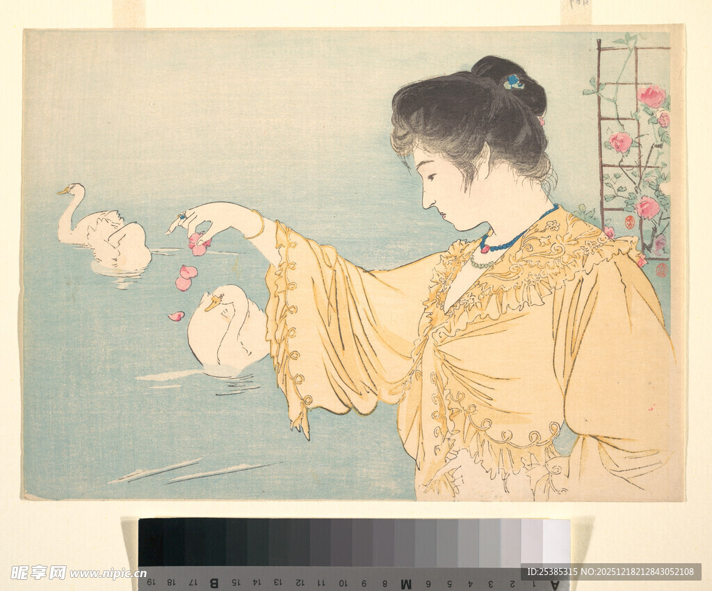 古装女子优雅执物画面