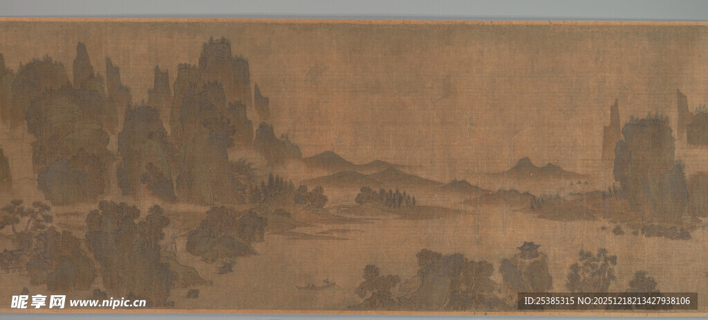 古代山水人物画卷场景