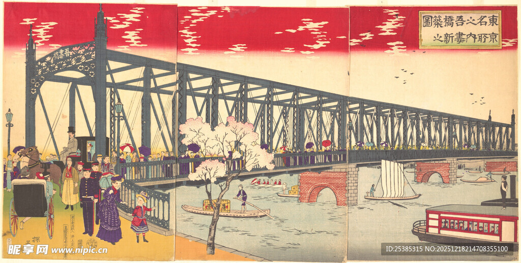 复古风格的桥梁场景画面