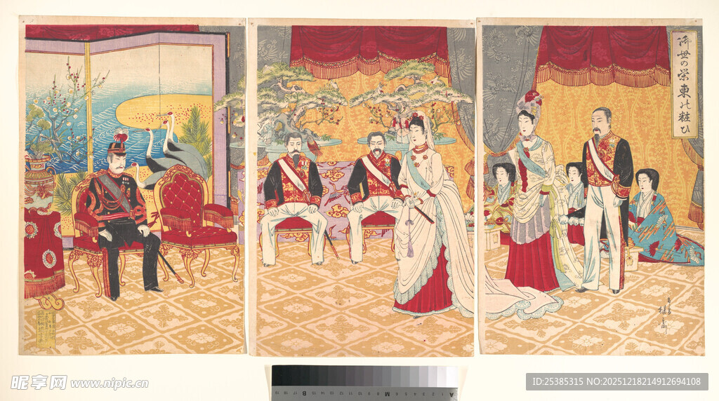 古代宫廷人物场景画作