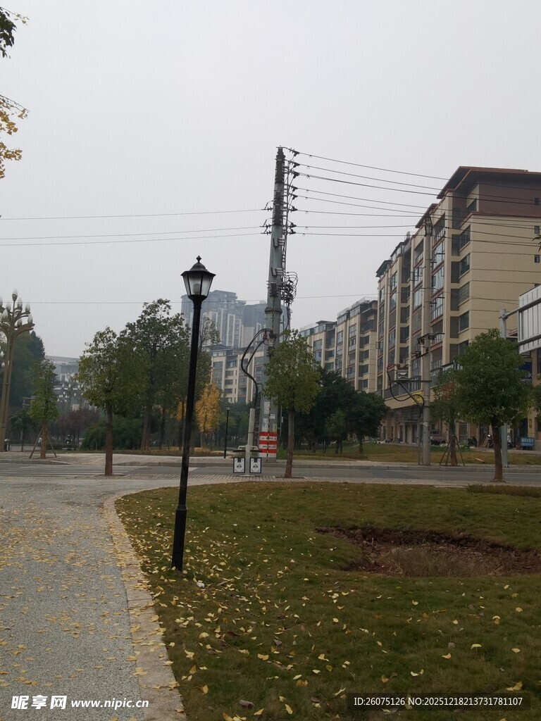 城市街道旁的居民楼景观