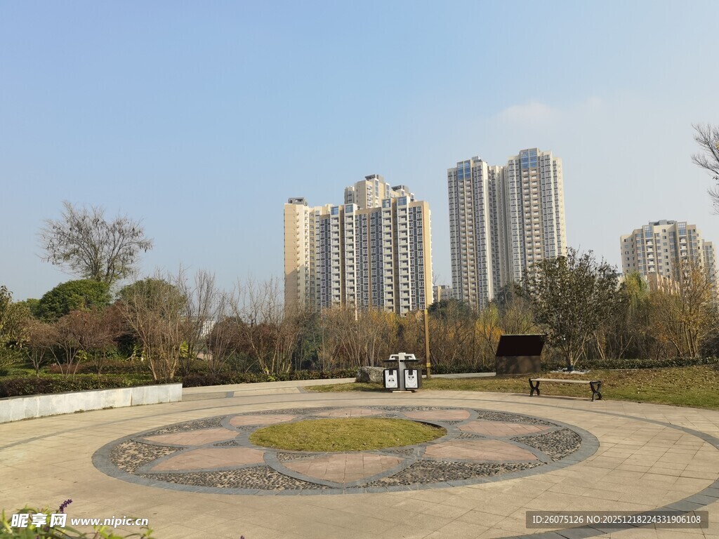 城市公园中的开阔景观区域