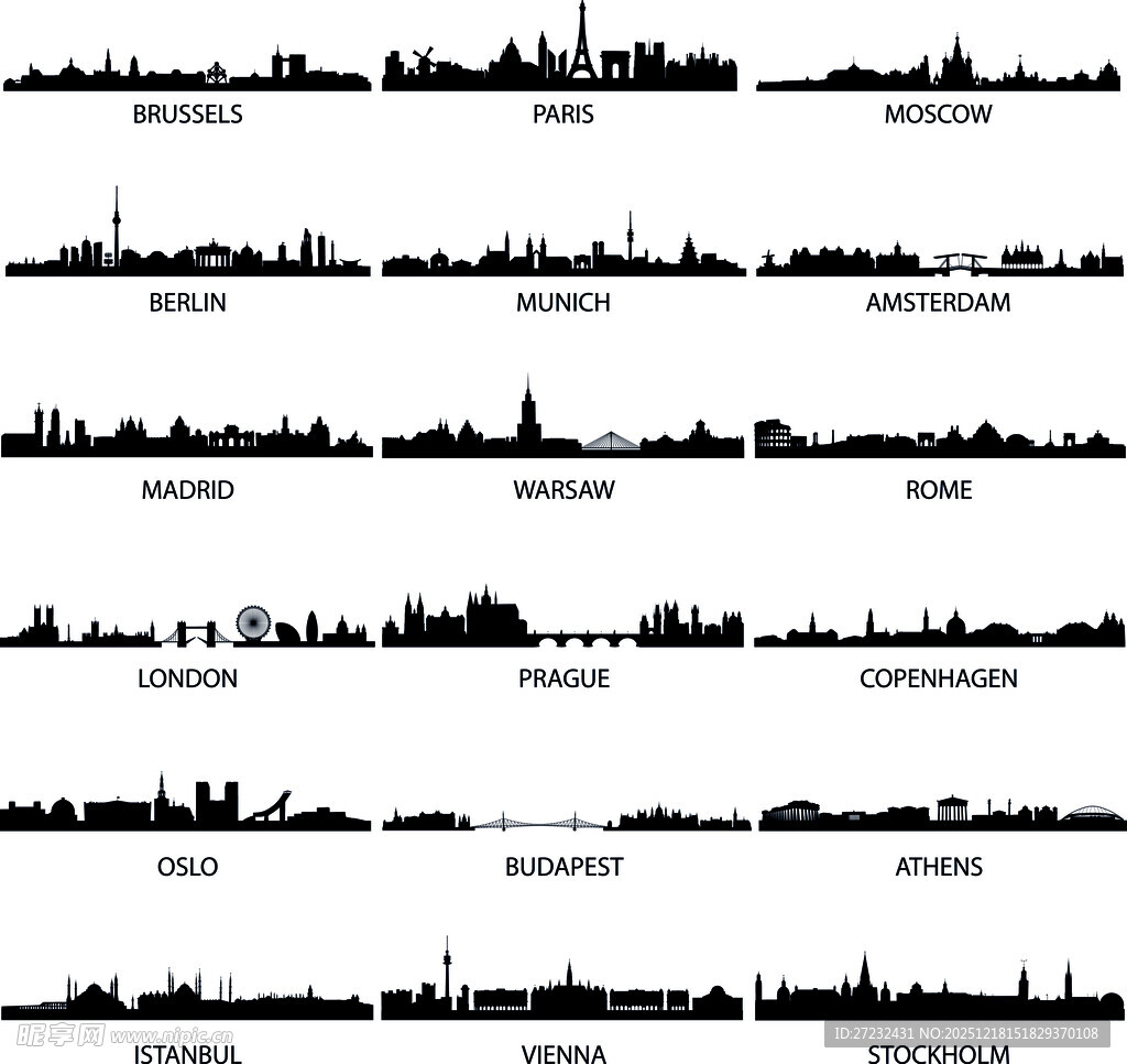 世界地标建筑剪影