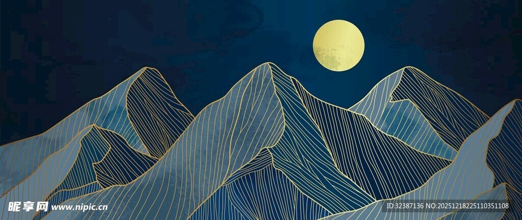 月夜下的连绵山脉