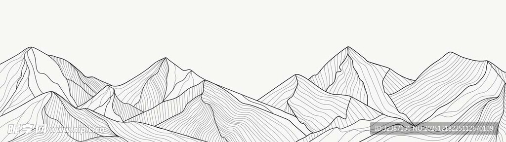简约几何线条山脉图案