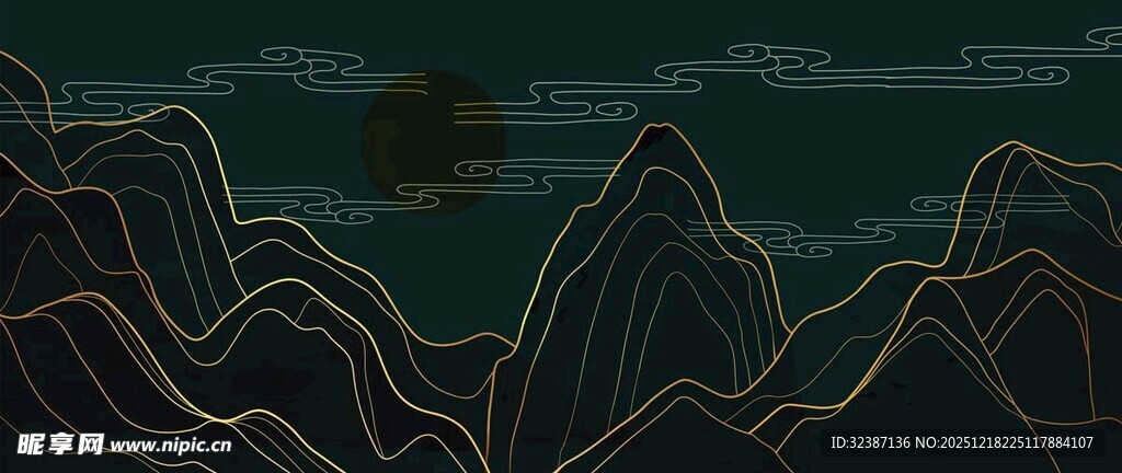 山峦线条勾勒的静谧景象