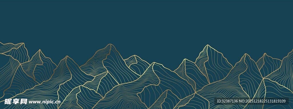 抽象线条勾勒的山峦景观