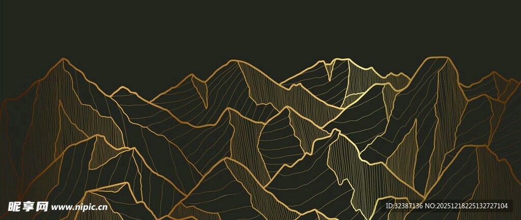金色山峦抽象艺术图案