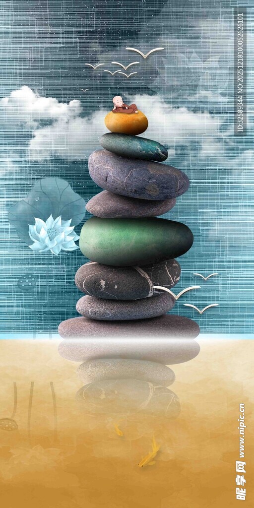 海边叠石上的静谧小物